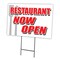 Signmission Restaurant Now Open Yard & Stake outdoor plastic coroplast window, C-2436-DS-Restaurant Now Open C-2436-DS-Restaurant Now Open - alternate 1